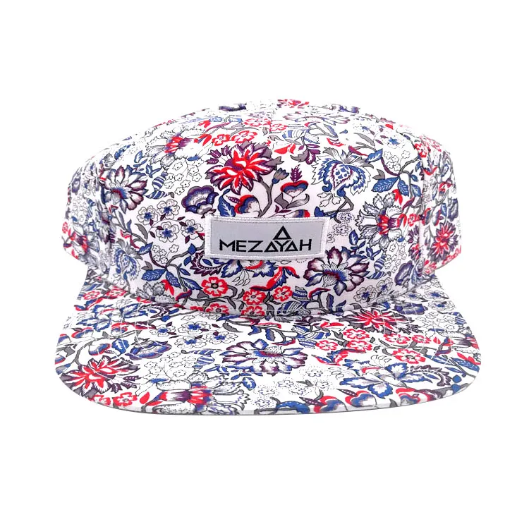 Bán buôn đa màu sắc 100% Polyester thời trang 5 Tấm in gorras Snapback cap hat