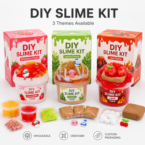 ชุดทำสไลม์ DIY แบบ OEM พร้อมธีมสวนสตรอว์เบอร์รีลาวา บรรจุภัณฑ์แบบกำหนดเอง ชุดของเล่นเสริมพัฒนาการสำหรับขายส่ง - Product Image 1