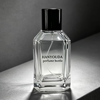 Flacon de parfum en verre carré à facettes biseautées de 30 ml, 80 ml, 100 ml, avec bouchon noir, gravure personnalisée, flacon vide rechargeable avec vaporisateur