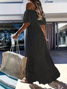 Abito <span class=keywords><strong>Estivo</strong></span> in Pizzo per Donne, Elegante Copricostume Casual da Spiaggia, <span class=keywords><strong>Vestito</strong></span> <span class=keywords><strong>Lungo</strong></span> Maxi alla Moda - Product Image 4