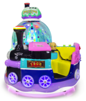 Manège pour enfants 2 places, train à cristaux, à monnayeur, en fibre de verre, avec effet de neige réaliste, certifié CE, version anglaise