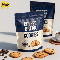 Miaowadi personnalisé bleu blanc fermeture éclair sac d'emballage alimentaire imprimé matériaux composites Biscuits et biscuits pochette debout
