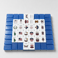 Juego de Mahjong Patriótico - Fichas de Mahjong del Día de la Independencia del 4 de Julio con Reverso Azul Brillante, Regalo de Mahjong Acrílico para la Familia