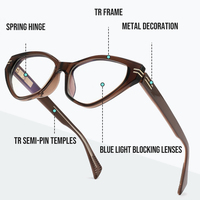 Montures de lunettes de mode pour hommes, lunettes anti-lumière bleue, charnières à ressort, haute qualité, TR90, design œil de chat, montures de lunettes pour femmes