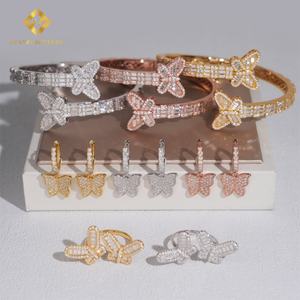 Ensemble de bijoux papillon certifié GRA pour femmes, bague, bracelet serti de diamants, argent 925, moissanite VVS, bracelet, bague et boucles d'oreilles - Product Image 1