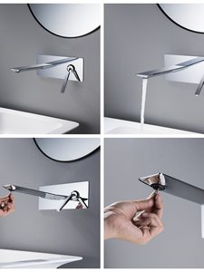 Rubinetto per lavabo a incasso <span class=keywords><strong>GESSI</strong></span> Moderno in rame grigio canna di fucile, montaggio a parete, tutto in rame, con rivestimento PVD per acqua calda e fredda - Product Image 2