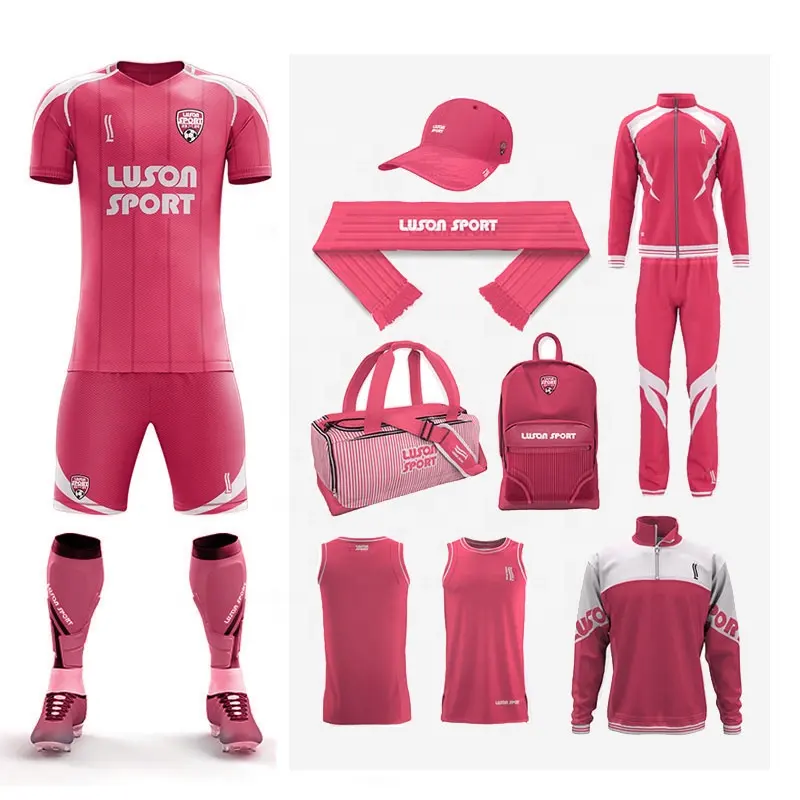 Luson Top Thai Quality Pink Soccer Wear 7 # Uniformes de fútbol Camisetas de fútbol Custom Quick Dry Football Club Soccer Jersey