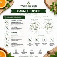Darm Komplex Efervescente - Cultivos Bacterianos + Vitaminas del Grupo B para la Salud Intestinal, Naranja, OEM ODM Marca Privada