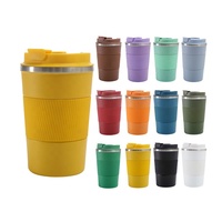 Recién llegado, tazas de café impresas personalizadas, termo aislado portátil de acero inoxidable de doble capa con tapa de plástico con mango de goma