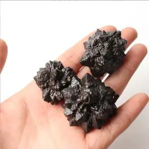 도매 천연 크리스탈 치유 돌 거친 블랙 운석 철 광석 거친 미네랄 Carbonado