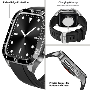 Reloj Inteligente de Lujo con Caja de Acero Inoxidable y Correa de TPU para Series 8/7/6/<span class=keywords><strong>SE2</strong></span>/SE/5/4 de 44 mm y 45 mm para Actividades al Aire Libre y Fitness Masculino - Product Image 4