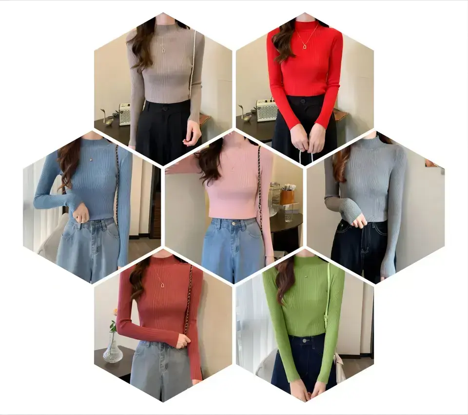 Sweater rajut wanita, Sweater rajut, Turtleneck, Pullover wanita, warna Solid, Sweater lengan panjang tipis, untuk wanita