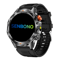 Montre connectée d'extérieur SENBONO V75 avec bracelet en gel de silice, boussole, étanchéité IP68, paiement hors ligne, suivi d'activité et écran tactile