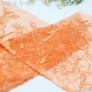Pháp 24Cm Chất Lượng Cao Cam Trắng Lớn Hoa <span class=keywords><strong>Net</strong></span> Thêu Ren Trim Mềm Lưới Vải Tuyn Thêu Ren Cho Quần Áo - Product Image 3