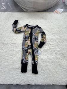Gizemli Kutu Bebek Bambu Pijama İlkbahar Hayvan Desenli Toptan Batı Tarzı Kısa Kollu Rastgele Beden ve Renk Fermuarlı Çocuklar İçin - Product Image 5