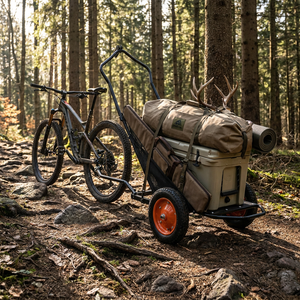 Chariot de transport pliable 4 roues, capacité 200 kg, <span class=keywords><strong>remorque</strong></span> vélo 2-en-1, chariot utilitaire robuste 440 lbs pour le transport de gibier, OEM - Product Image 5
