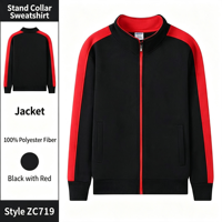 Sweat-shirt en velours zippé personnalisé OEM ODM, col montant, manches longues, uniforme de travail, uniforme d'équipe sportive, automne