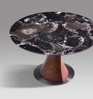 Vente en gros d'usine Mobilier de salle à manger avec plateau en marbre moderne minimaliste et esthétique Base en bois Table à manger ronde