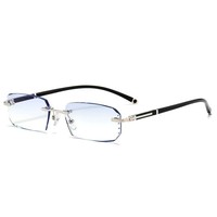 Lunettes de lecture sans monture anti-lumière bleue de qualité supérieure, coupe diamant, anti-fatigue oculaire, carrées, unisexe, prêtes à être expédiées