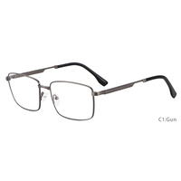 Montures de lunettes rectangulaires en métal FRROCE pour hommes, monture complète, branches à rayures horizontales, charnière réparable bicolore, lunettes optiques
