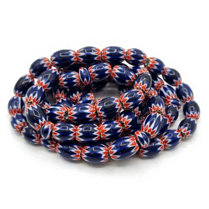 Perles Chevron en Verre Étoilé en Gros – Mélange Bleu Marine, Noir, Rouge, Blanc – Style Vénitien, Commerce Africain, Kalinga, Philippines - Product Image 1