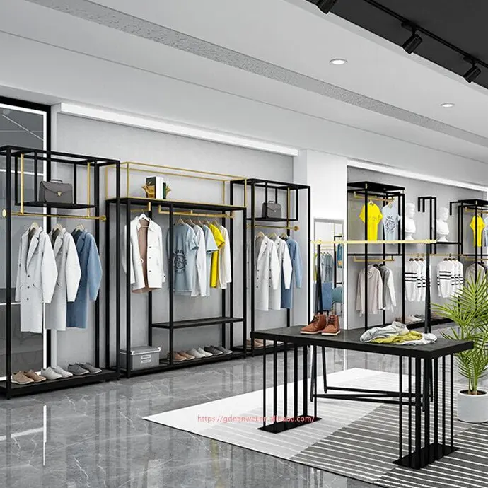 Profesyonel giyim mobilya üreticisi mağaza tasarımı erkek giyim mağazası butik giyim ekran standı Nanwei