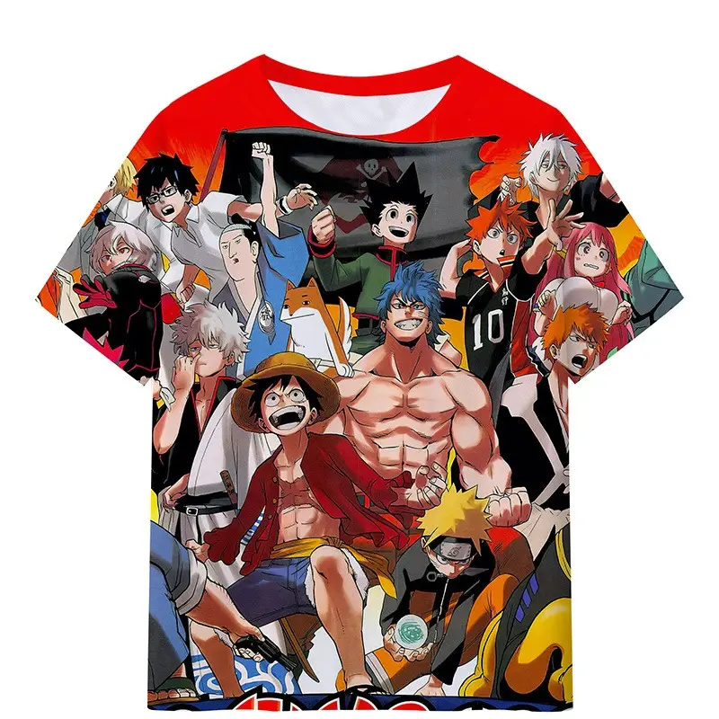 2023 Custom Made One Piece Ruffy Anime T-Shirt 3D-Druck T-Shirt Custom Design Gute Qualität Anime T-Shirts