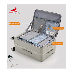Multi-functional Fashion Luggage with Water Cup Holder USB Port Front Open Pocket Laptop Luggage Bags Travel Cabin <b>Suitcase</b> - Product Image 2