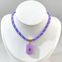 Collier pendentif carré en pierre naturelle plaqué or 18 carats Dopamine DIY, bijoux de mode multicolores, cadeau d'anniversaire pour elle