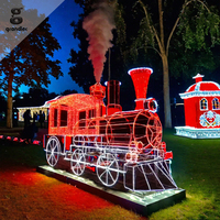 Escultura de Tren LED 3D Grande, Luz Decorativa para Parques Temáticos, Iluminación de Paisaje