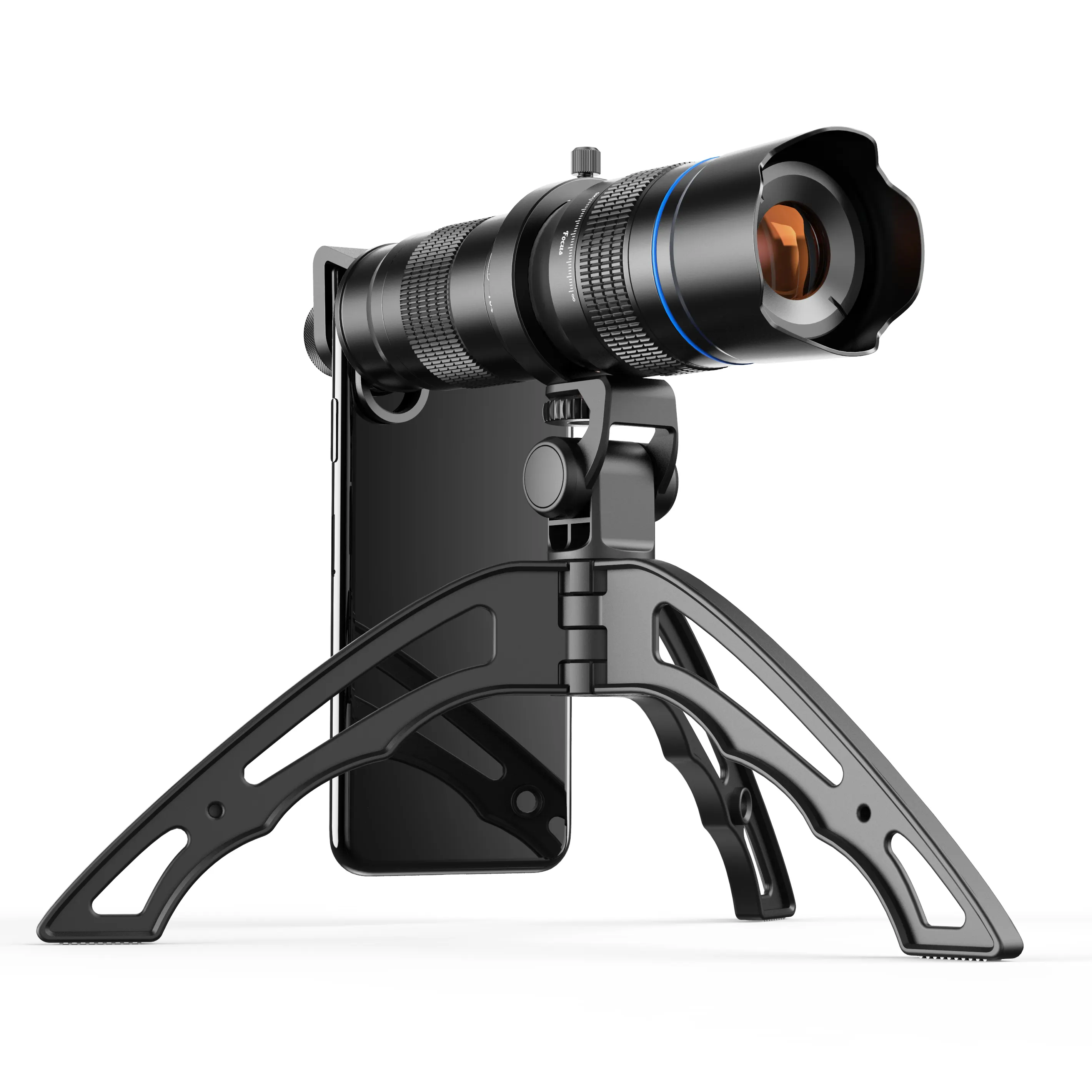 Profesyonel teleskop cep telefonu lensi evrensel ayarlanabilir 20-40x telefoto yakınlaştırma kamerası lens Tripod ile