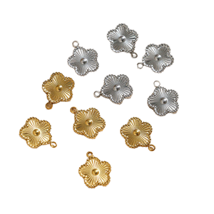Gold <b>Silver</b> Two Tone Stainless Steel Classic Flower <b>Charms</b> Unisex Pendants for DIY Jewelry Making Accessories - Product Image 1