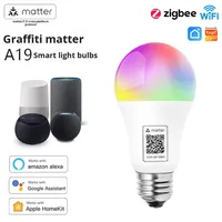 Ampoule intelligente Matter A19, connexion directe, contrôle HomeKit et application, commande vocale et minuterie, lumière LED pour usage domestique
