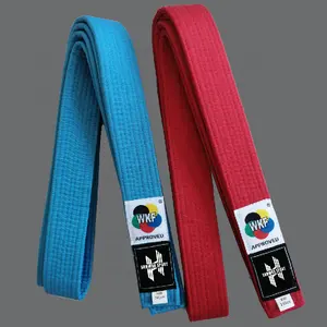 best seller 100% COTTON WKF KARATE RED& BLUE belts for training and competition