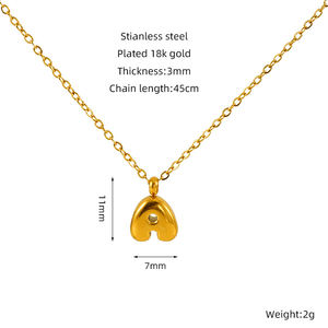 Venta al por mayor PVD chapado en oro deslustre libre de acero inoxidable personalizado letra mayúscula burbuja encanto collar - Product Image 6