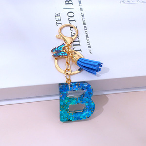 Kawaii Floral Epoxy Resin Initial <strong>Keychain</strong> <strong>Bulk</strong> Supply Personalized Glitter Letter Keyring for Women Girls Fashion Bag Pendant - Product Image 6