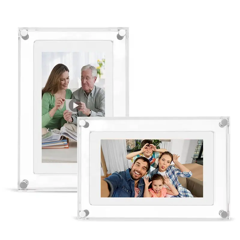 Cadre photo numérique de bureau IPS de 7 pouces Album vidéo LCD cadre photo numérique acrylique
