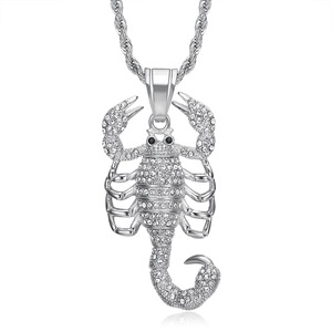 Collares de Moda de Acero Inoxidable con Colgante de Escorpión <span class=keywords><strong>CZ</strong></span> Iced Out Estilo Hip Hop Punk para Hombre al por Mayor - Product Image 4