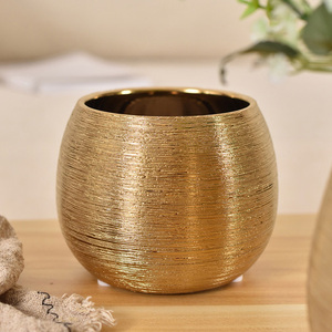 Pots de Fleurs d'Intérieur en Céramique pour Dropshipping, Finition Dorée, Petits Jardinières pour Plantes d'Intérieur, Succulentes, Orchidées et Sansevières pour Jardin - Product Image 3