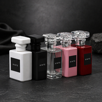 Flacon de parfum carré en verre personnalisé avec logo, rose et noir, 50 ml, flacon pulvérisateur de luxe, pompe pulvérisatrice, sérum pour la peau, diffuseur de parfum, boîte cadeau