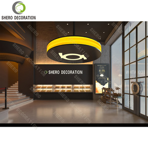 Comptoir de présentation de gâteaux et desserts en verre incurvé haut de gamme pour boulangerie de luxe, présentoir à pain, mobilier de boulangerie en bois - Product Image 5