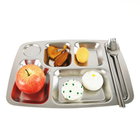 IKITCHEN Plateau repas en acier inoxydable à 5 ou 6 compartiments, plateau à riz en acier inoxydable 304 de qualité alimentaire, plateau pour le déjeuner et le dîner, vente chaude