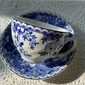 Assiettes de Présentation Créatives en Céramique, Motif Végétal Écologique Bleu Blanc Marron, Meilleures Ventes, Classiques pour Fêtes, 13 Pouces - Product Image 2
