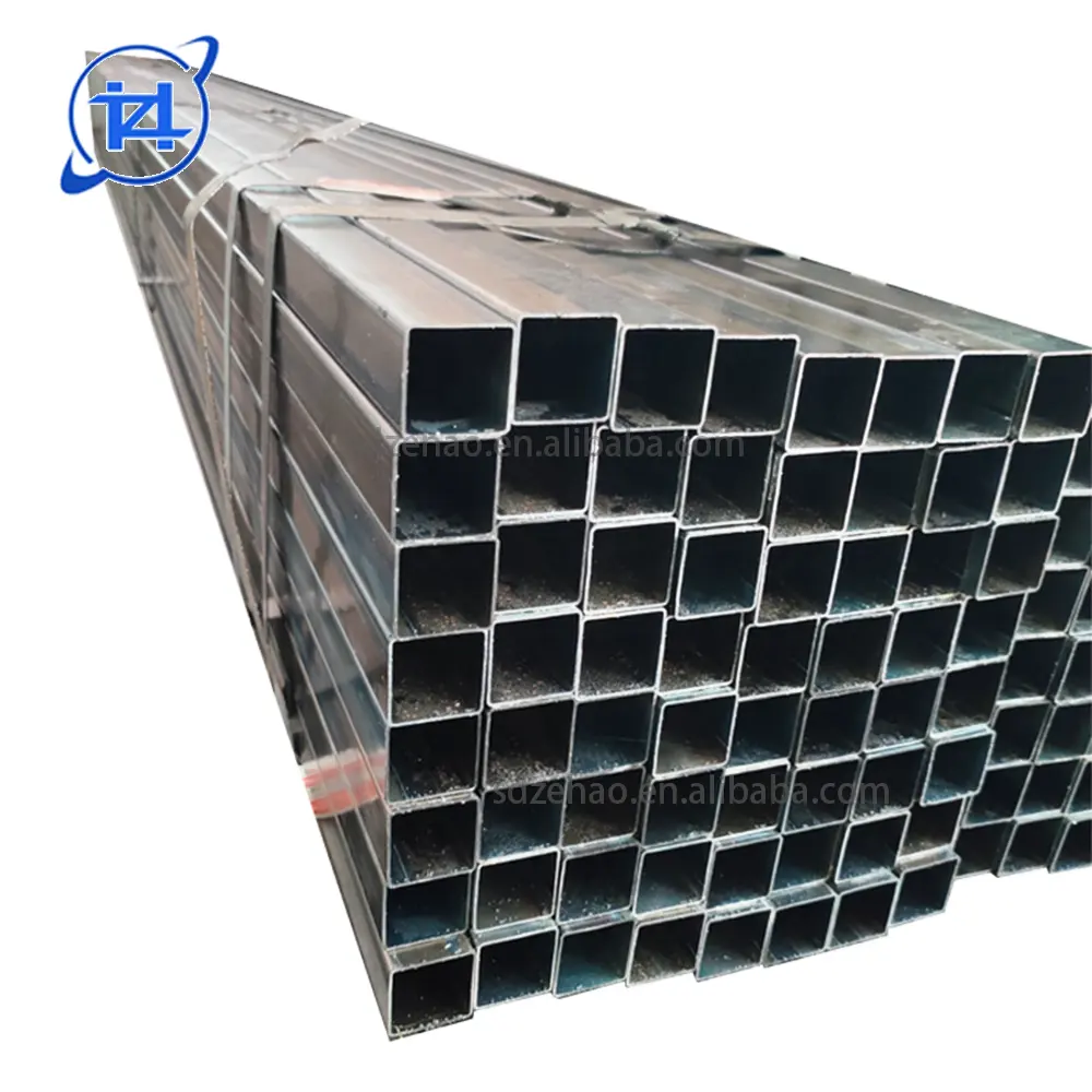 Tubería cuadrada de acero ERW tamaños estándar, tubería de acero galvanizada cuadrada recubierta de pre zinc tubo de 4 "en gran stock