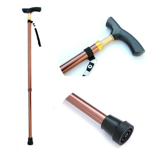 Aluminum Alloy Telescopic <b>Cane</b> Height Adjustable Anti Slip For Elderly Coffee Brown And Black 300 Lb Capacity - Product Image 1