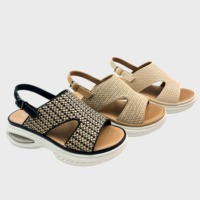 Sandales d'été compensées pour femmes, style plateforme, à talon en U ajouré, chaussures de créateur avec coussin d'air transparent amortissant les chocs