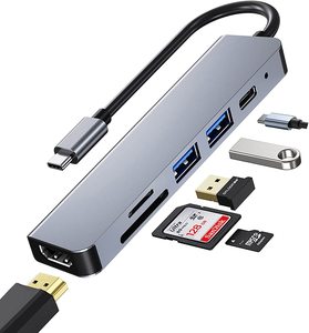 6 trong 1 Docking Station tốc độ cao 5 Gbps máy tính xách tay loại <span class=keywords><strong>USB</strong></span> C HUB với hd-mi PD TF SD Đầu đọc thẻ USB3.0 USB2.0 - Product Image 1