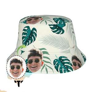 Bob personnalisé avec photo, motif feuille tropicale, idéal pour l'été, la pêche, pour hommes et femmes, motif dessin animé, usage quotidien, 100% personnalisable - Product Image 2