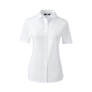 Uniformes scolaires personnalisés pour filles de maternelle et primaire : Blouse blanche moderne à col Peter Pan, manches courtes, design élégant pour - Product Image 1