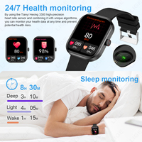 Relojes Inteligentes LIGE BWG21 para Mujeres y Hombres, Monitor de Actividad Física, Contestador de Llamadas, Reproductor de Música, Monitor de Ritmo Cardíaco y Sueño, Compatible con IOS y Android, Negro